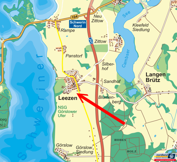 Landkarte von Leezen, Grslow und Langen Brtz